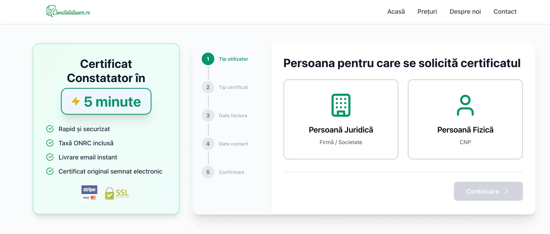 Platformă generare certificate constatatoare
