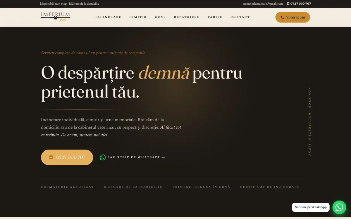 Imperium Pets - Website Crematoriu Animale